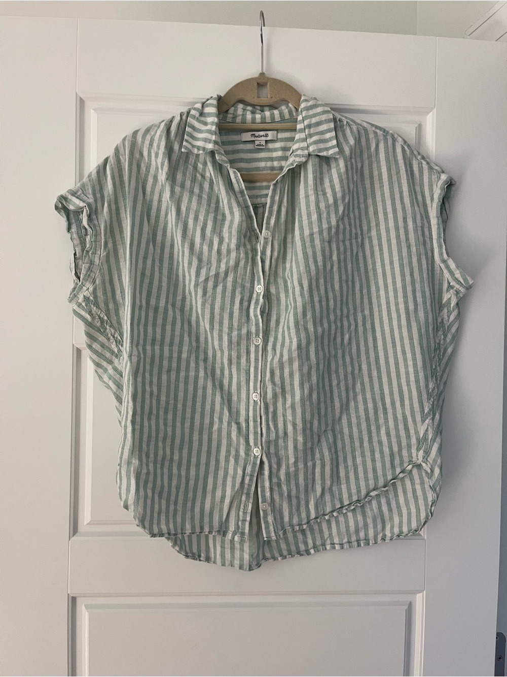 Madewell Mint-Striped Button-Up Shirt